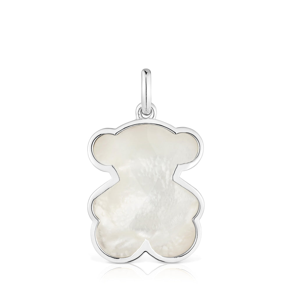 Medium silver Pendant with mother-of-pearl bear motif Icon Color