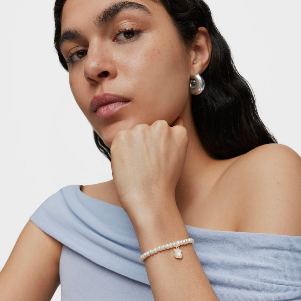 Silver Icon Color bracelet with pearls |