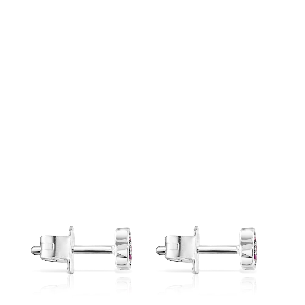 Silver New Motif Earrings with amethyst bear |