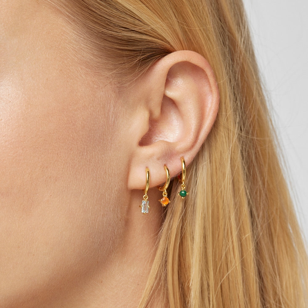 Set of Silver Vermeil Good Vibes Earrings with Gemstones |