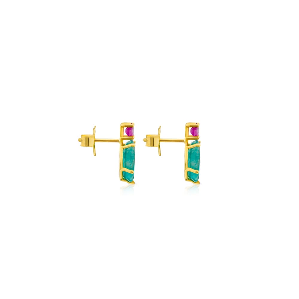 Ivette Earrings in Gold with Amazonite and Ruby