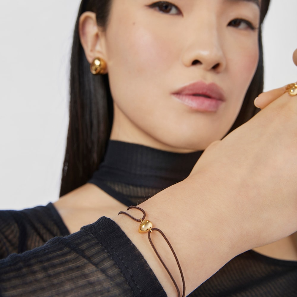 Gold and brown cord Teardrop bracelet Balloon