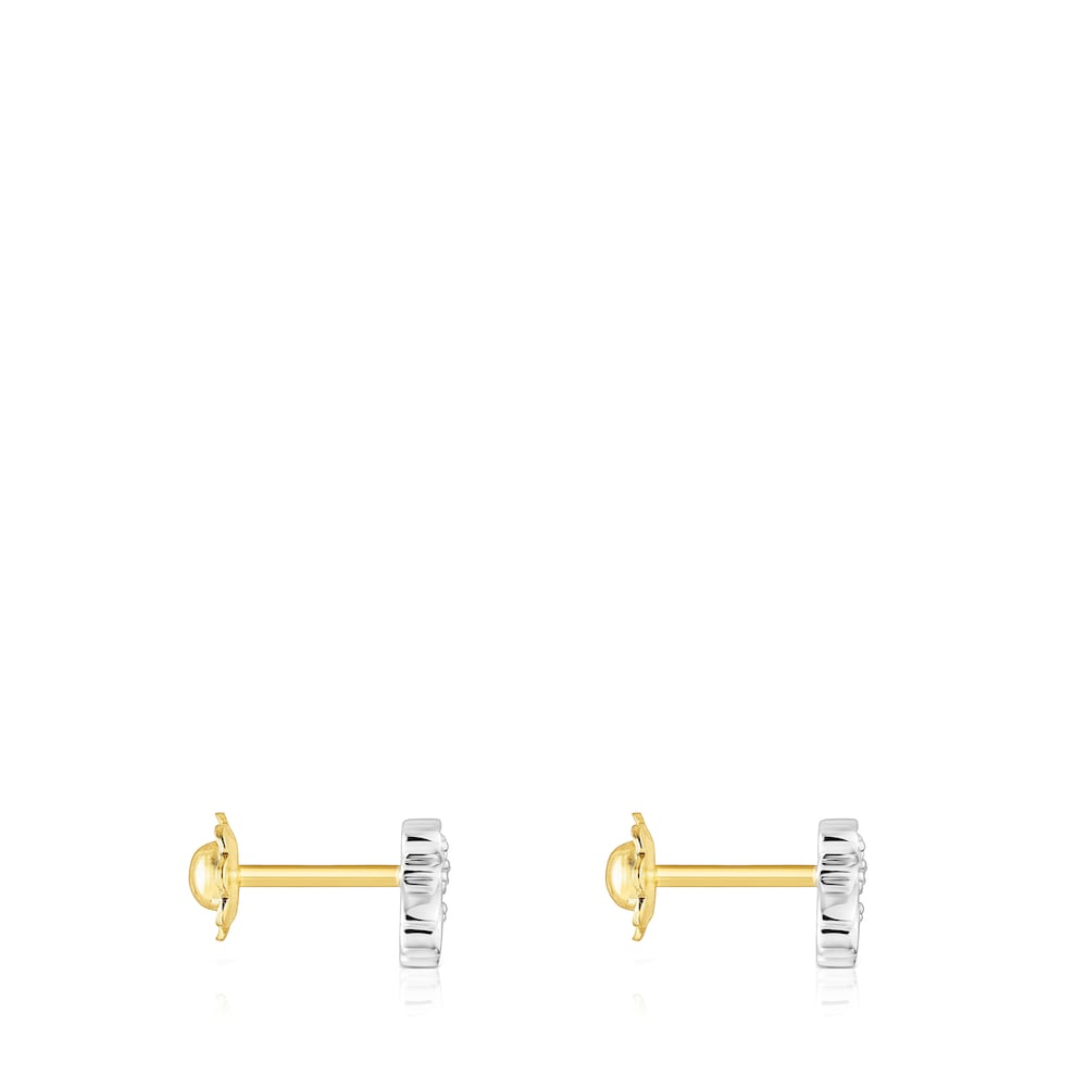Gold Puppies earrings with diamonds bear motif |