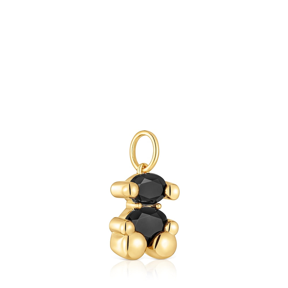 Small 18kt gold plating over silver with onyx bear motif Pendant Color Bear
