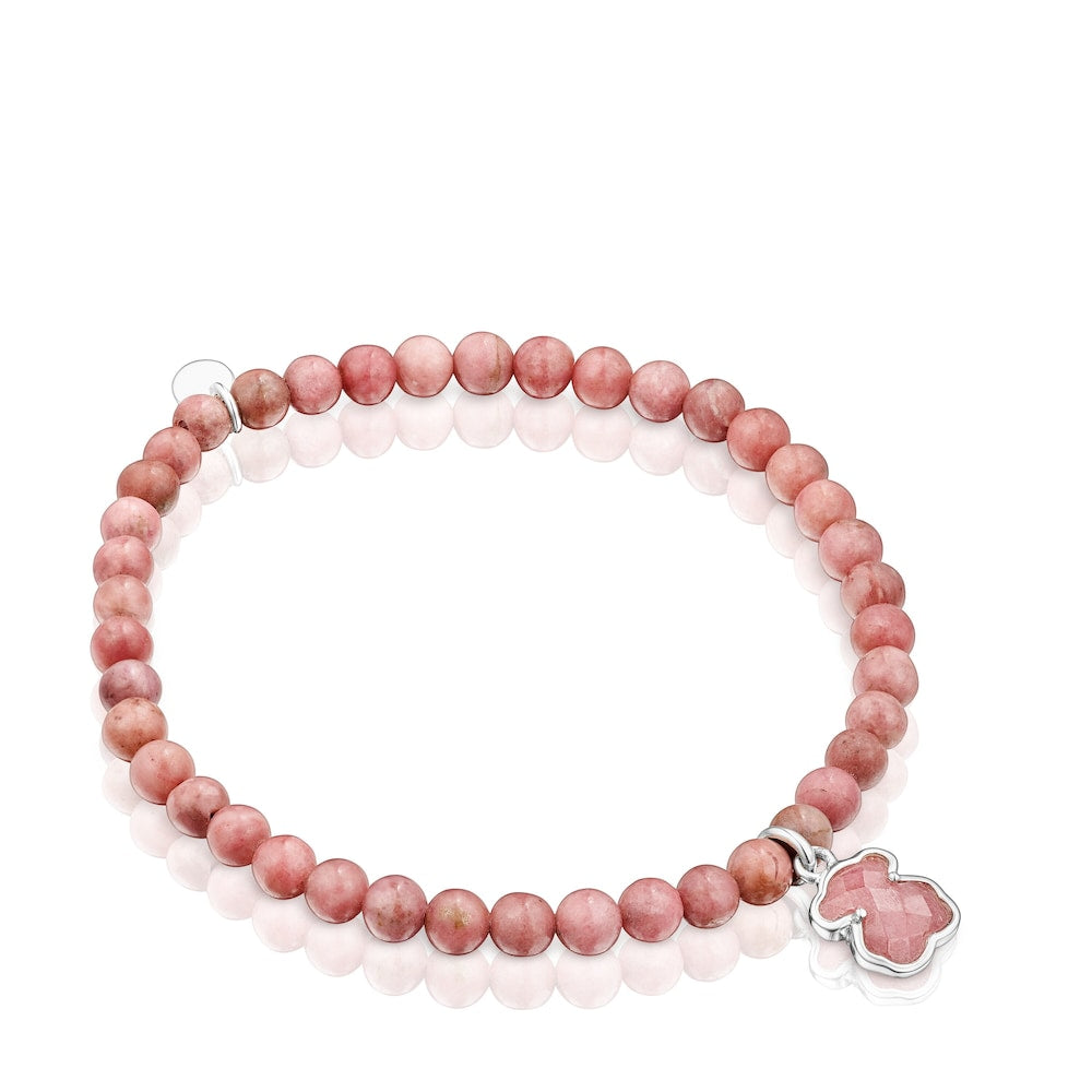 Silver and rhodonite Icon Color bracelet |