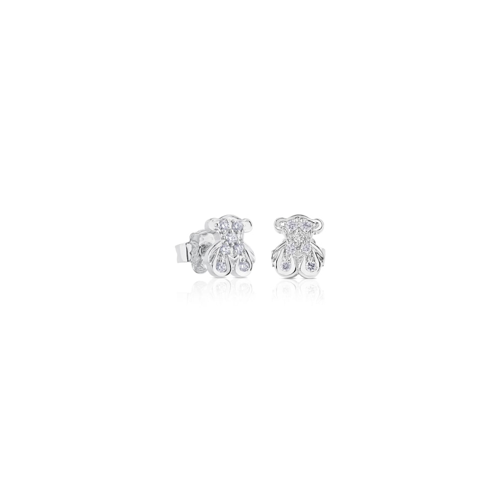 White Gold Bear Earrings Bear motif |