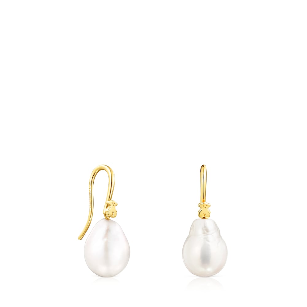 Silver Vermeil Gloss droplet Earrings with Pearl |