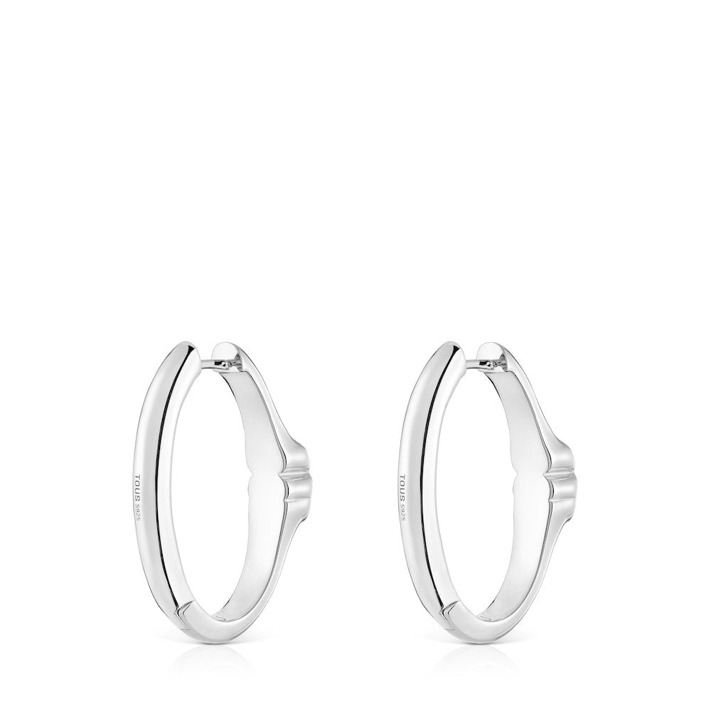 26 mm silver Hoop earrings with onyx bear motif Icon Color |
