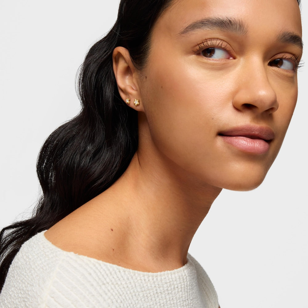 Gold Bear earring with lab-grown Lili |