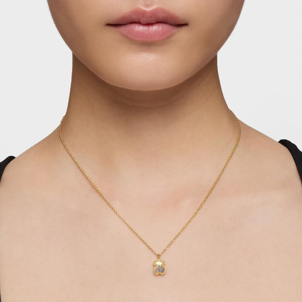 Silver vermeil Areia Necklace with multicolored gemstones |