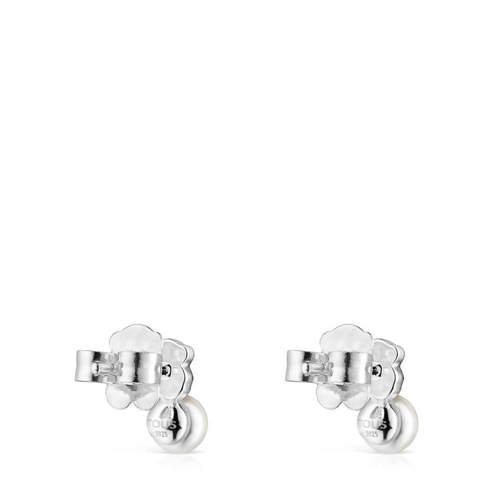 TOUS Mini Color Earrings in Silver with Quartzite and Pearl |
