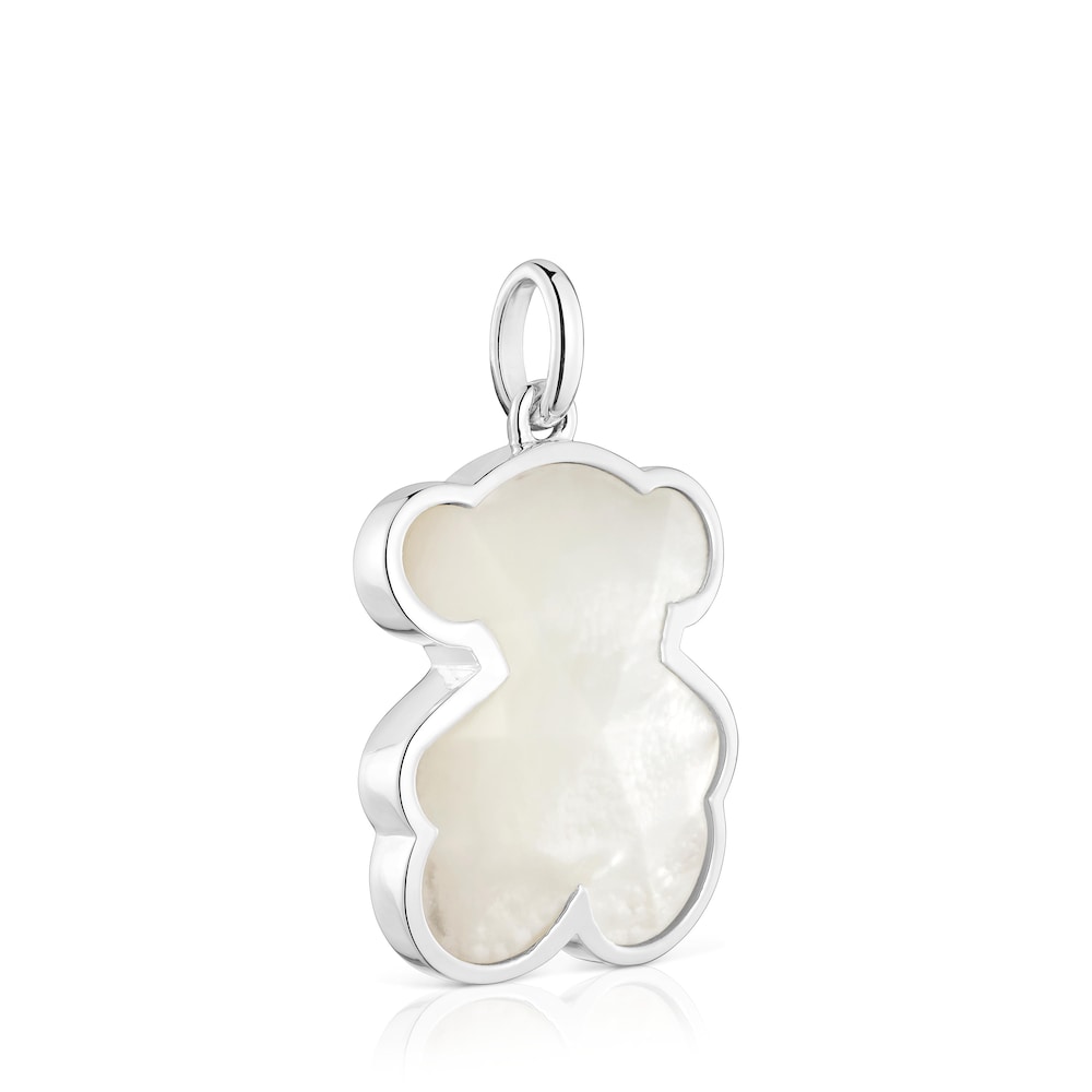 Medium silver Pendant with mother-of-pearl bear motif Icon Color