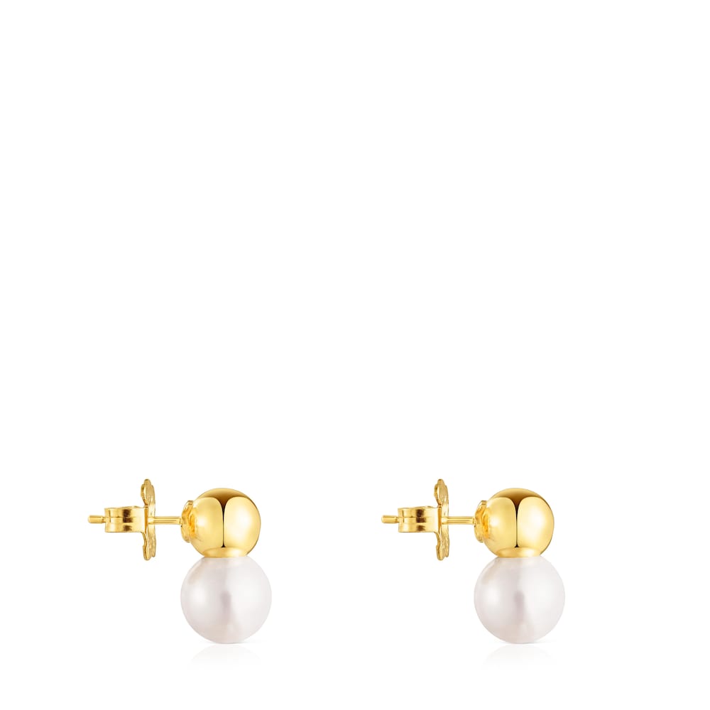 Silver Vermeil Gloss Earrings with large Pearl