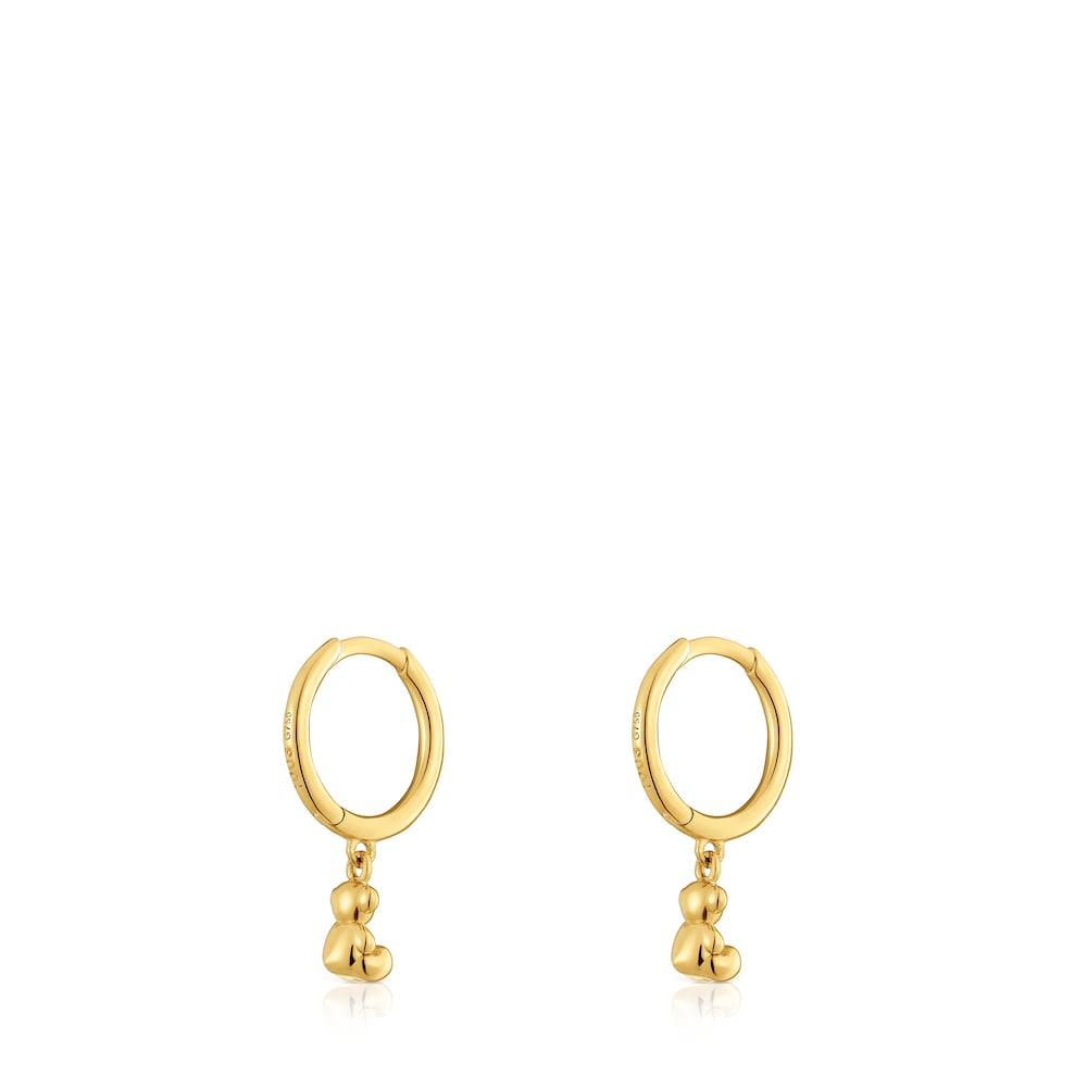 Bold Bear Gold and bear charm Hoop earrings |