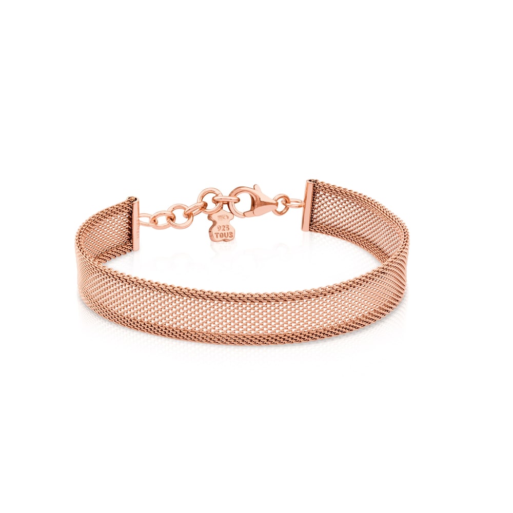 Steel and Rose Vermeil Silver Icon Mesh Bracelet