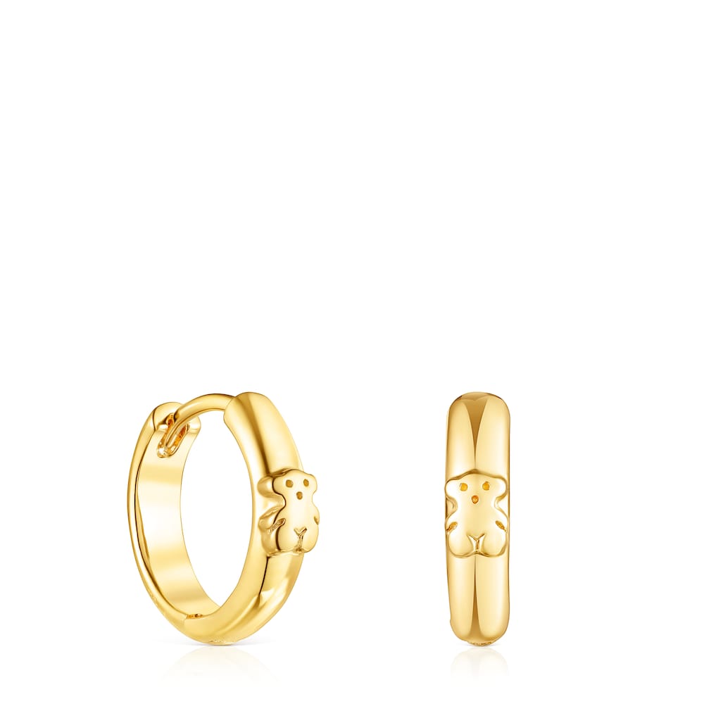 Silver vermeil Basics Hoop earrings with bear |