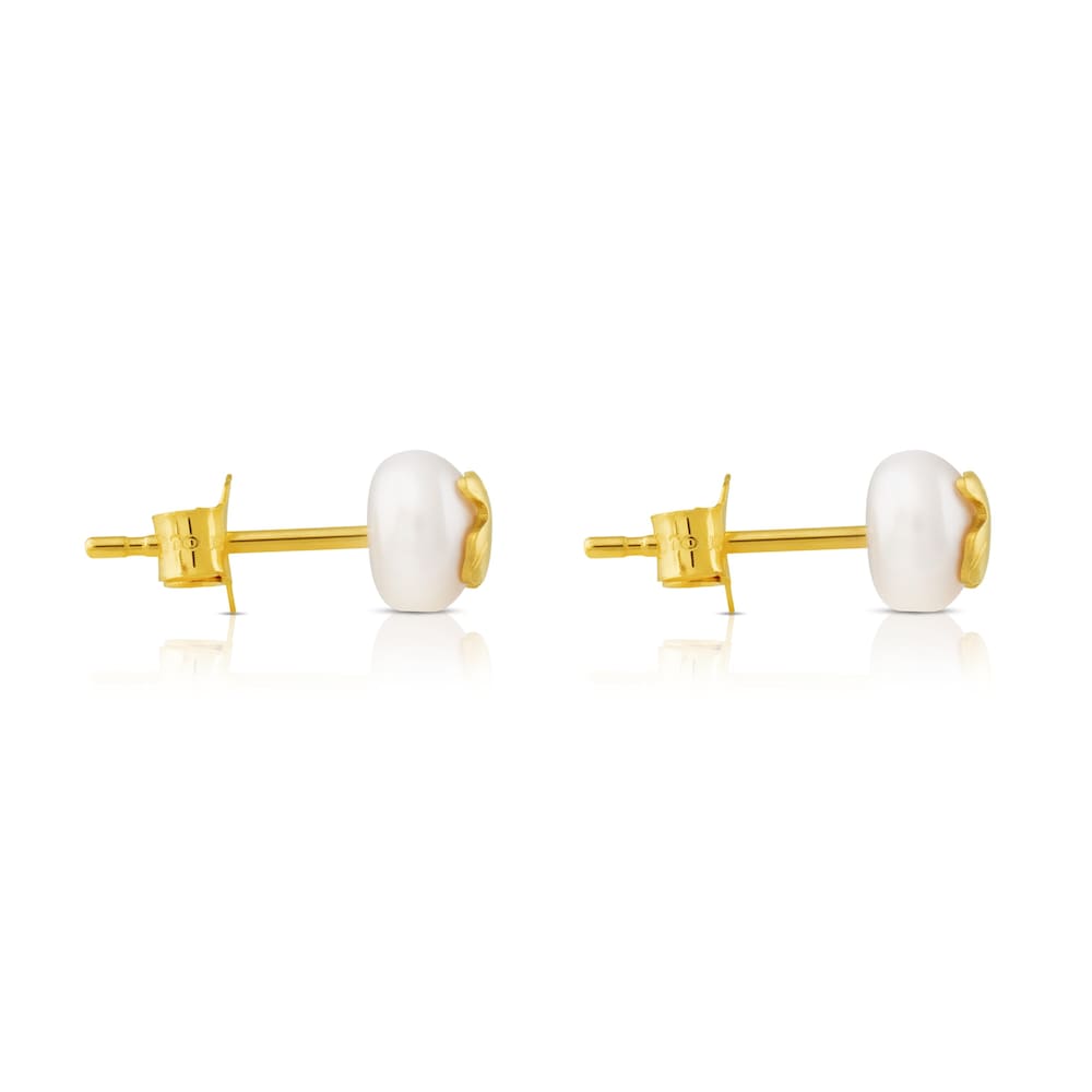 Gold Bear Earrings with Pearls |