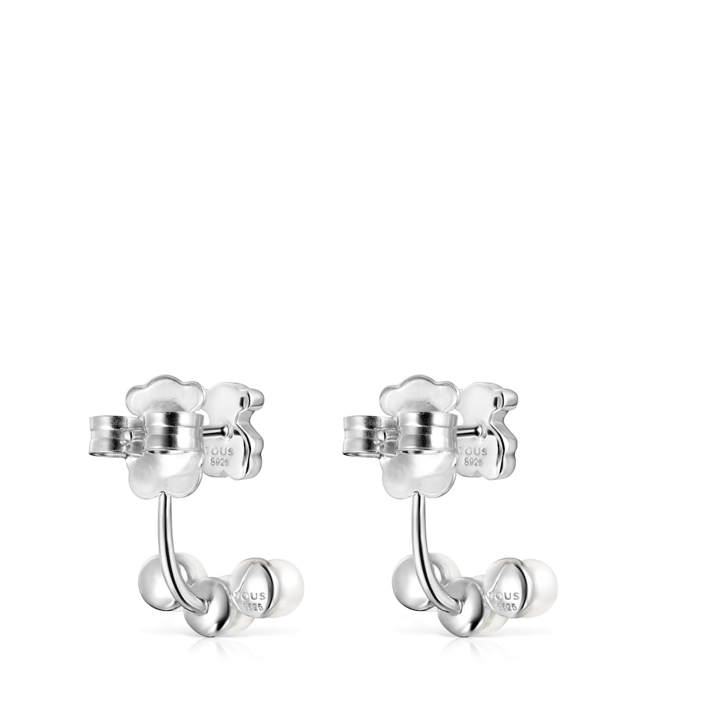 Short Nocturne Silver Earrings with Pearls |
