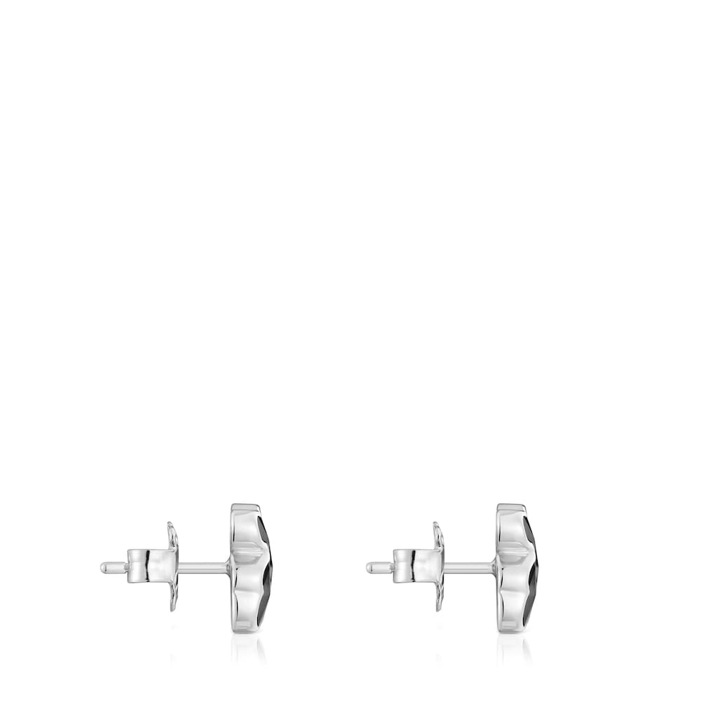10 mm silver and onyx bear Earrings Icon Color |