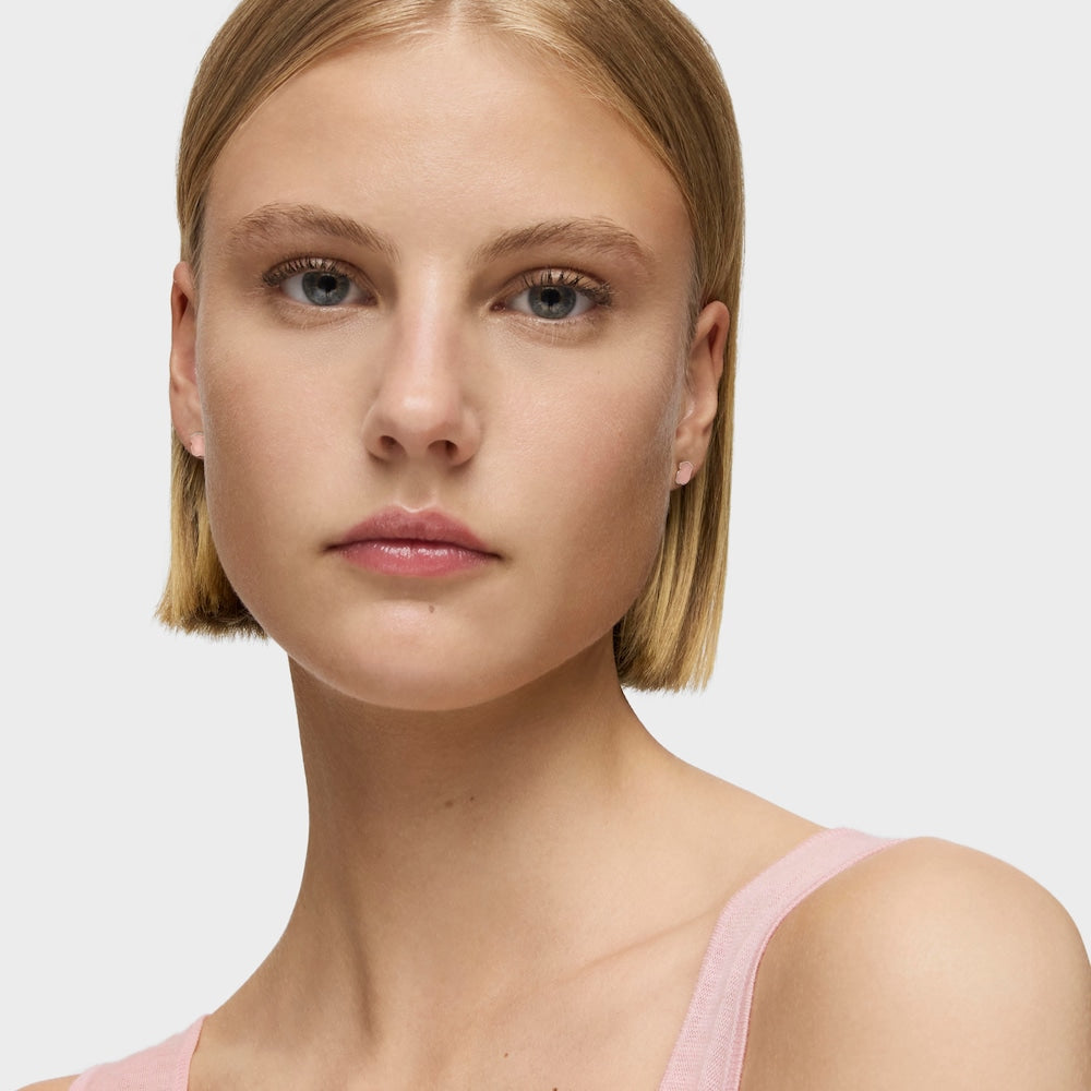 Silver Color Earrings with rose Quartz |