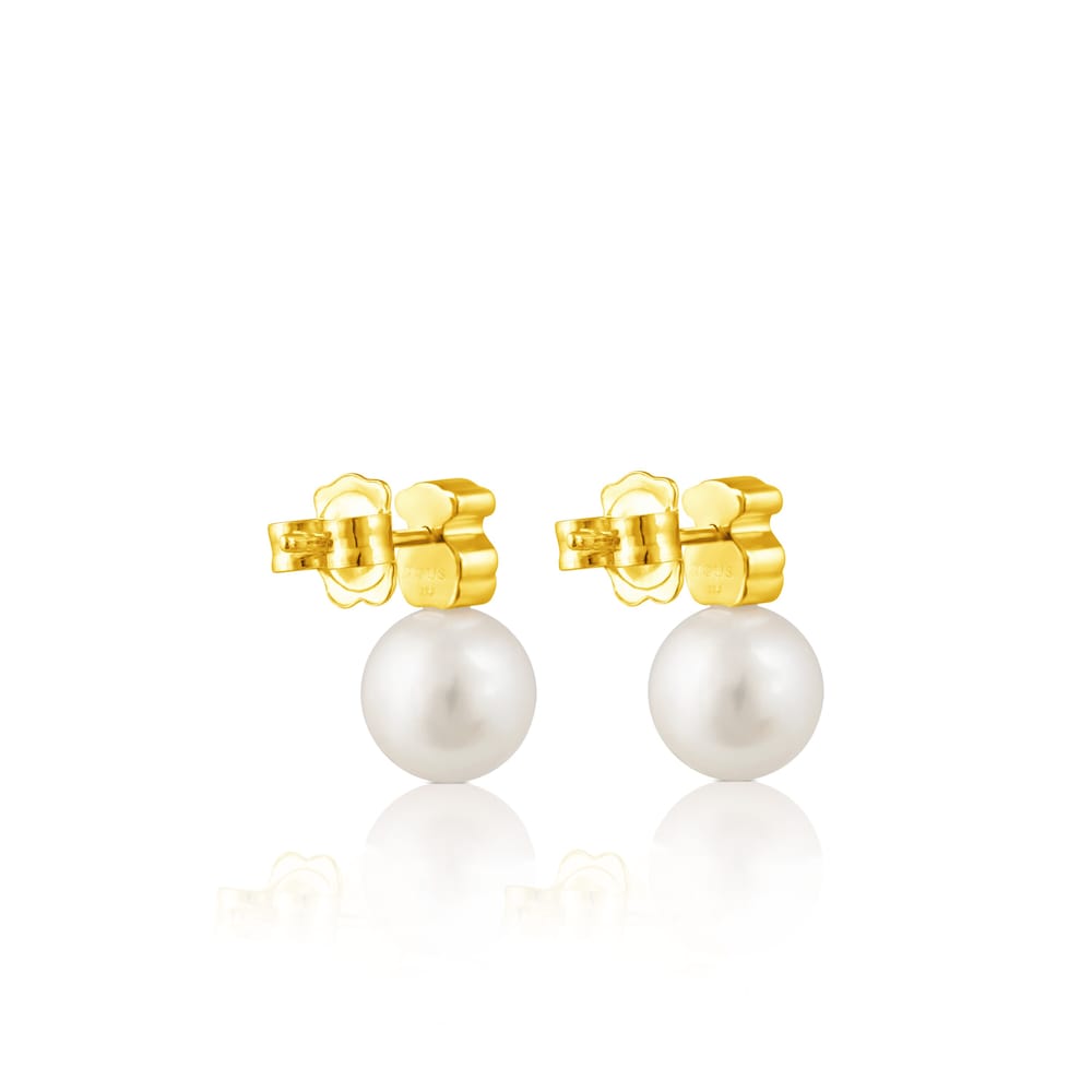 Gold Sweet Dolls Earrings with pearls Bear motif |