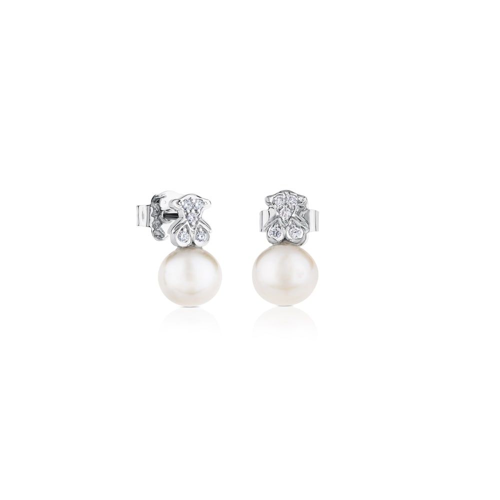 White Gold Puppies Earrings