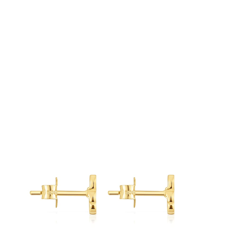 14kt gold Bear earrings with mother-of-pearl XXS |