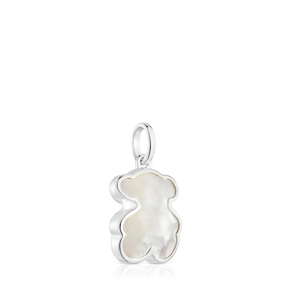 Small silver Pendant with mother-of-pearl bear charm Icon Color
