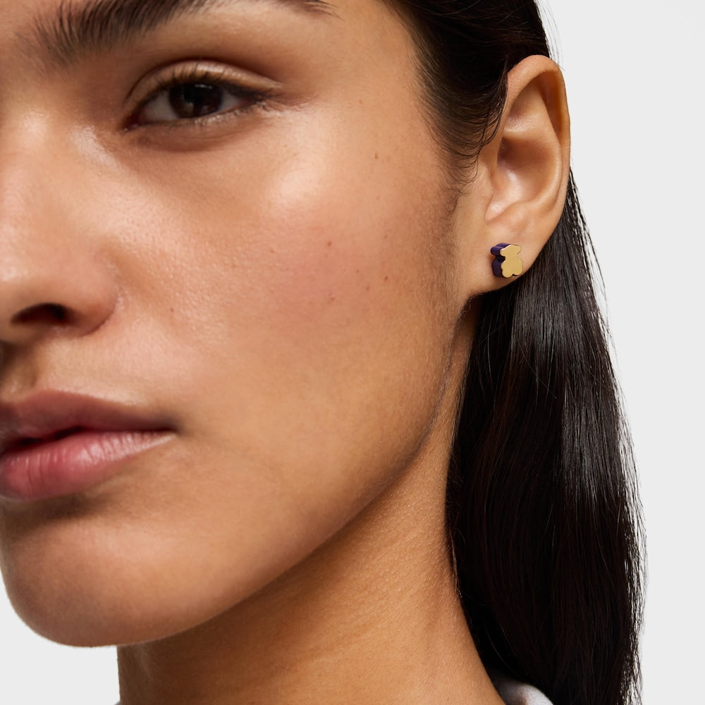 Gold bear Earrings with lapis lazuli 1950