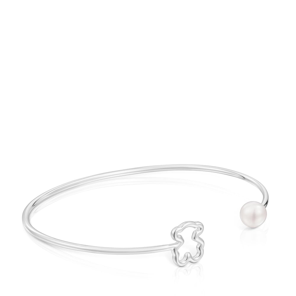 Silver Bangle with cultured pearl New Silueta |