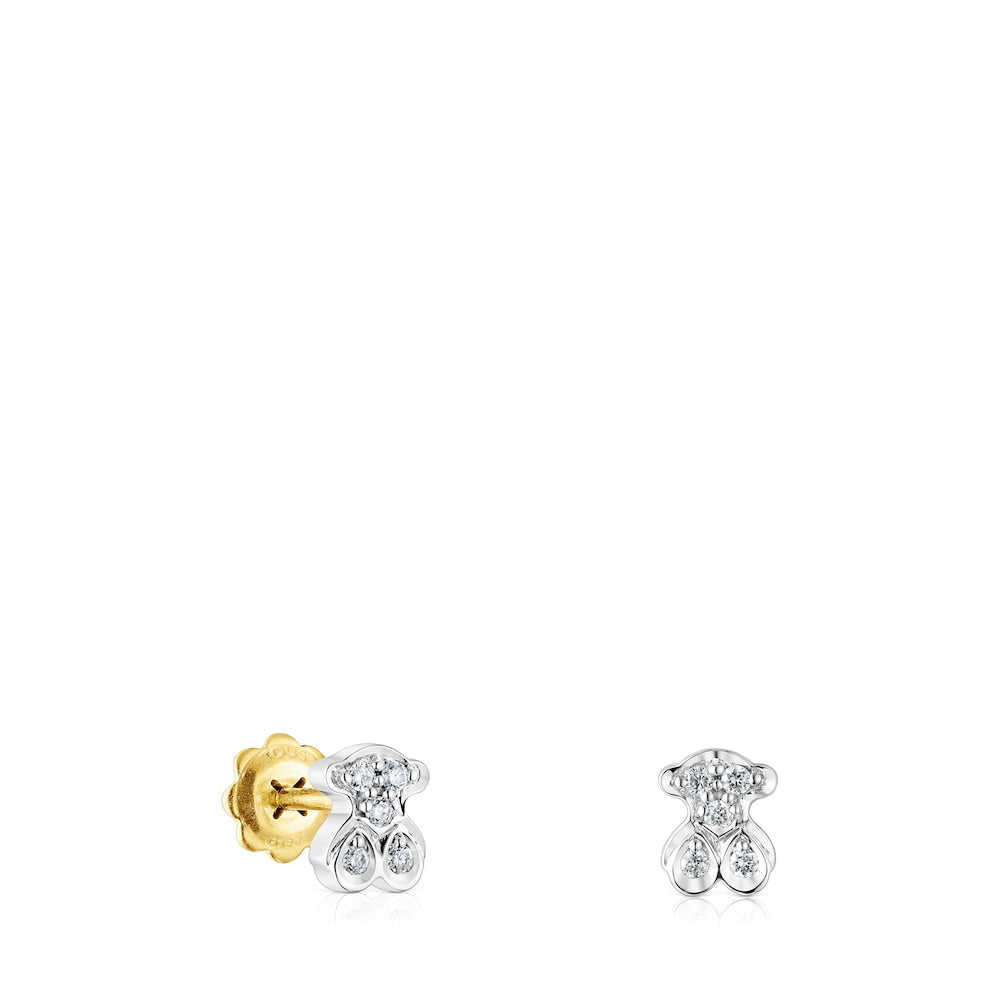 Gold Puppies earrings with diamonds bear motif |