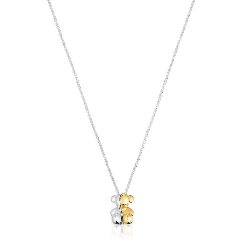 Short two-tone bear Double necklace My Other Half |