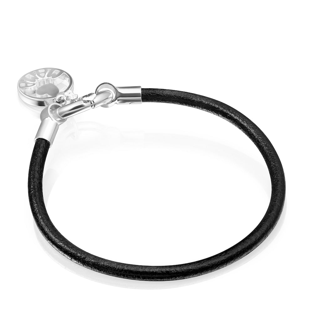 Mama Bracelet in Silver and black Leather