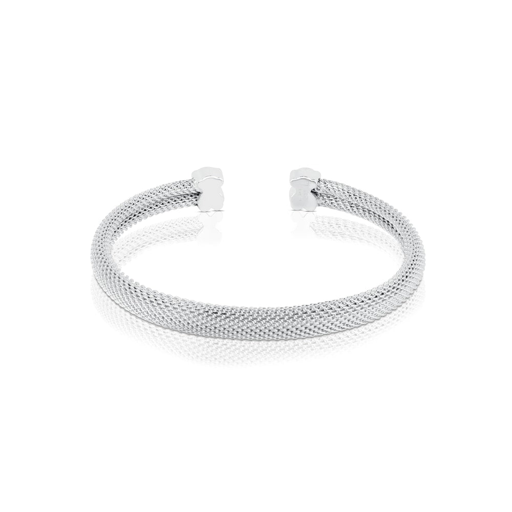 Mesh Silver Bangle Bear motif