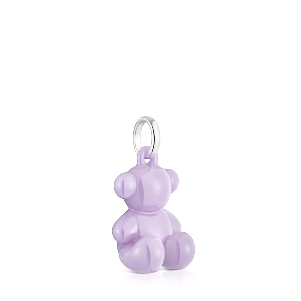 Silver and lilac-colored ceramic Bear pendant Bold Bear |
