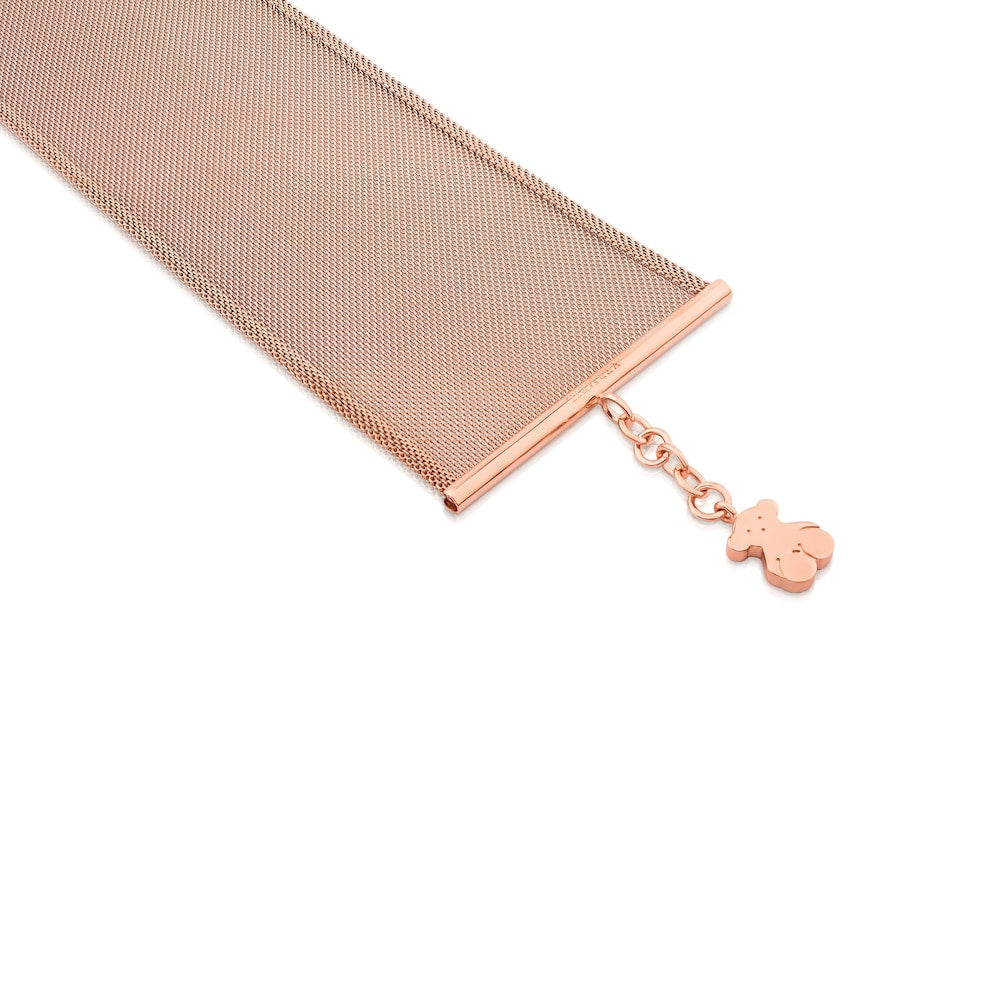 Steel and Rose Vermeil Silver Icon Mesh Bracelet