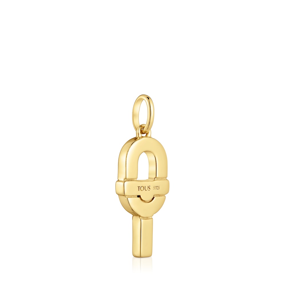 Medium Pendant with 18kt gold plating over silver and fuchsia-colored enamel MANIFESTO