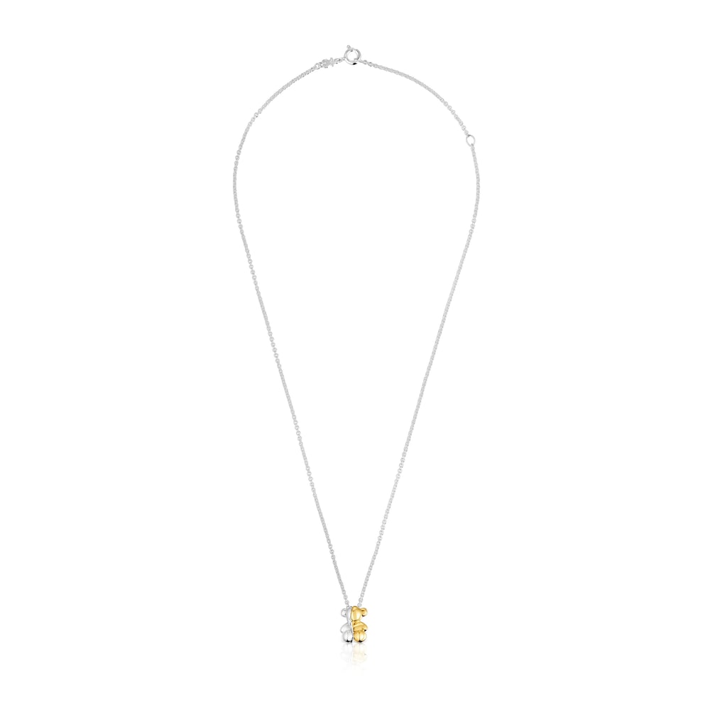 Short two-tone small bear Double necklace My Other Half