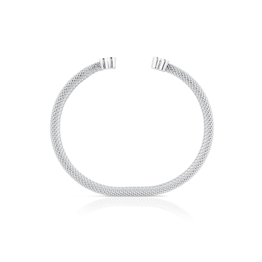 Mesh Silver Bangle Bear motif