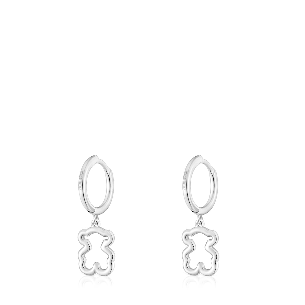 Silver Hoop earrings with bear motif New Silueta |