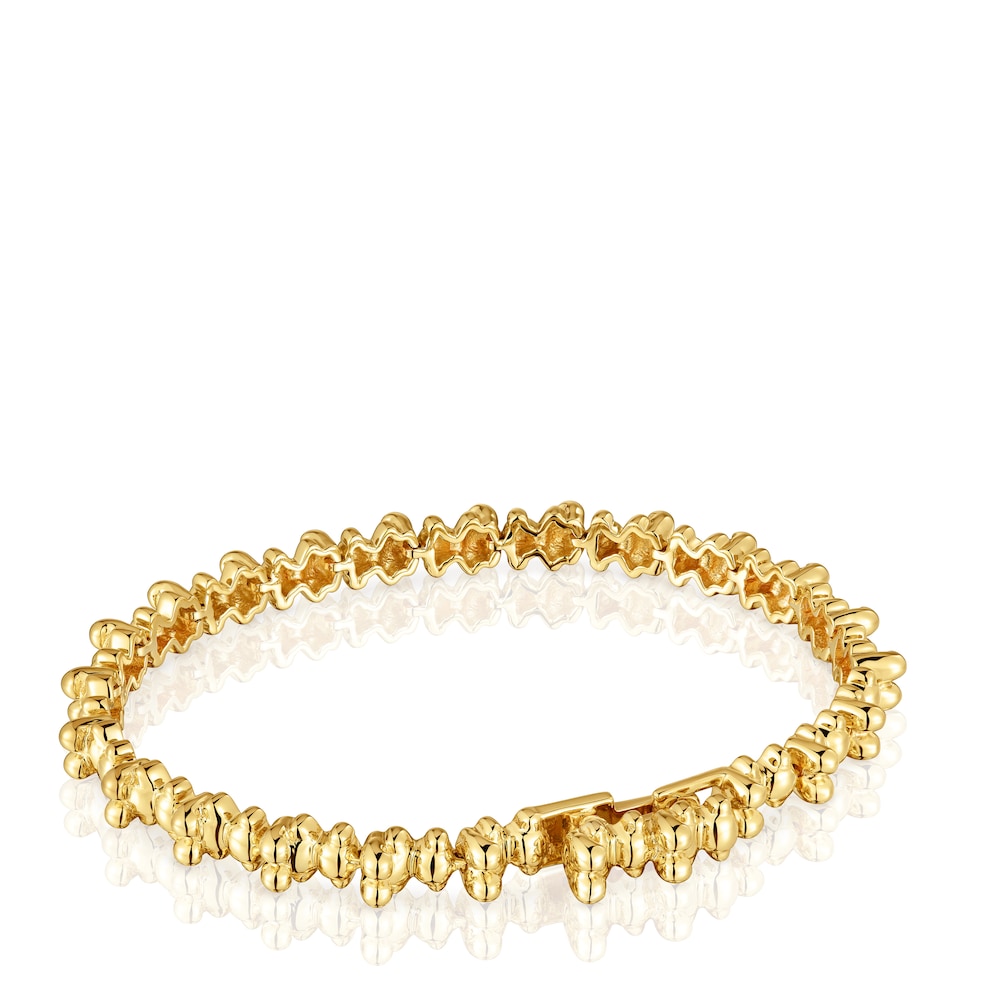 18 kt gold plating over silver chain Bracelet with bear motifs Bold Bear