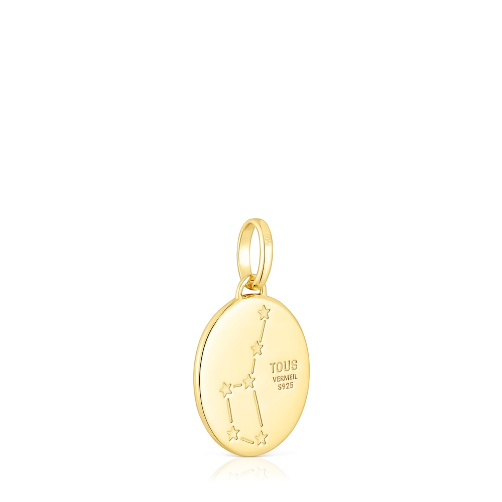Leo Pendant in silver vermeil with mother-of-pearl and topazes Horoscope |