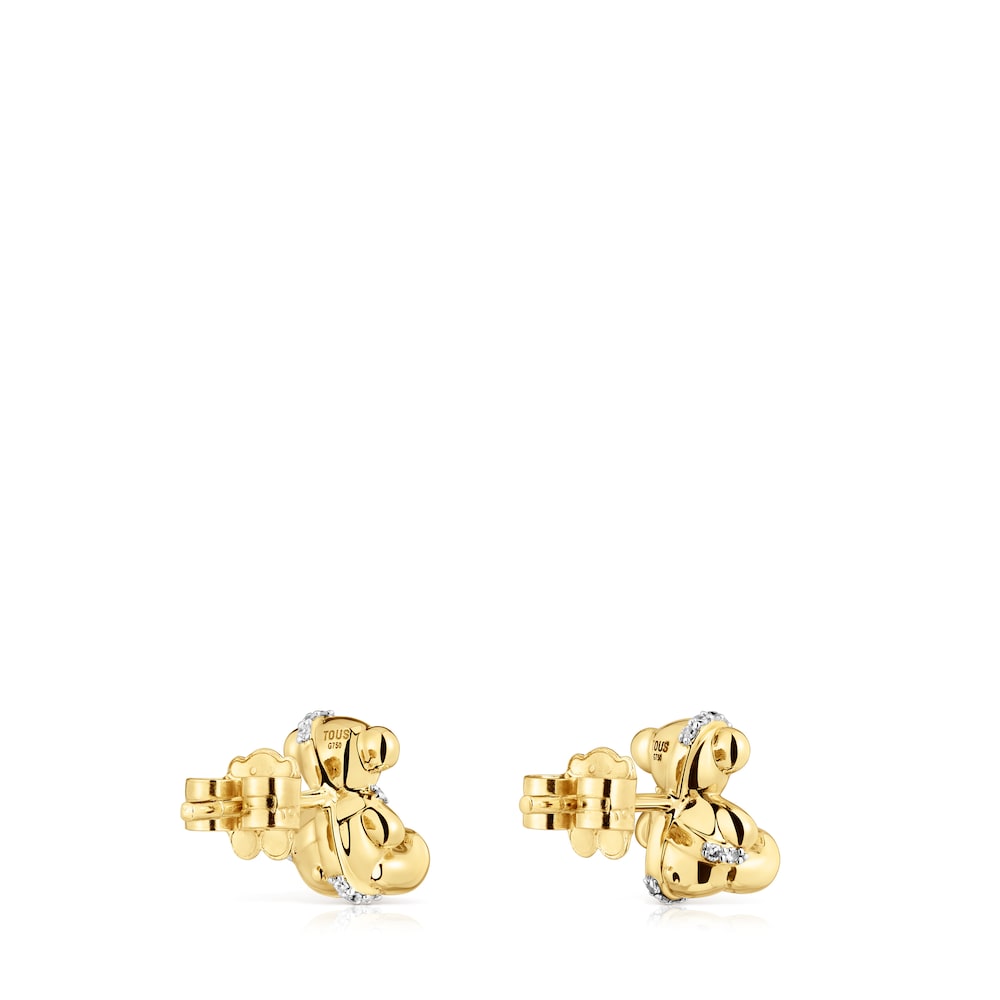 Small gold and diamonds bear Earrings Lligat |