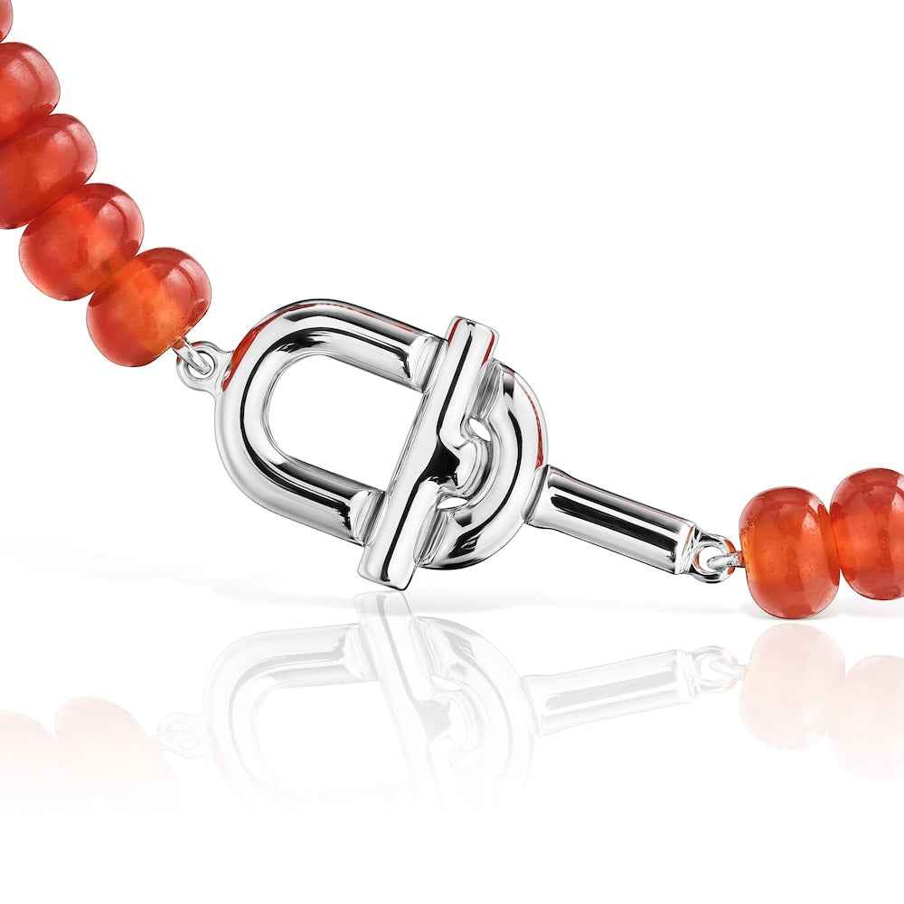 Silver Bracelet with treated orange chalcedony MANIFESTO