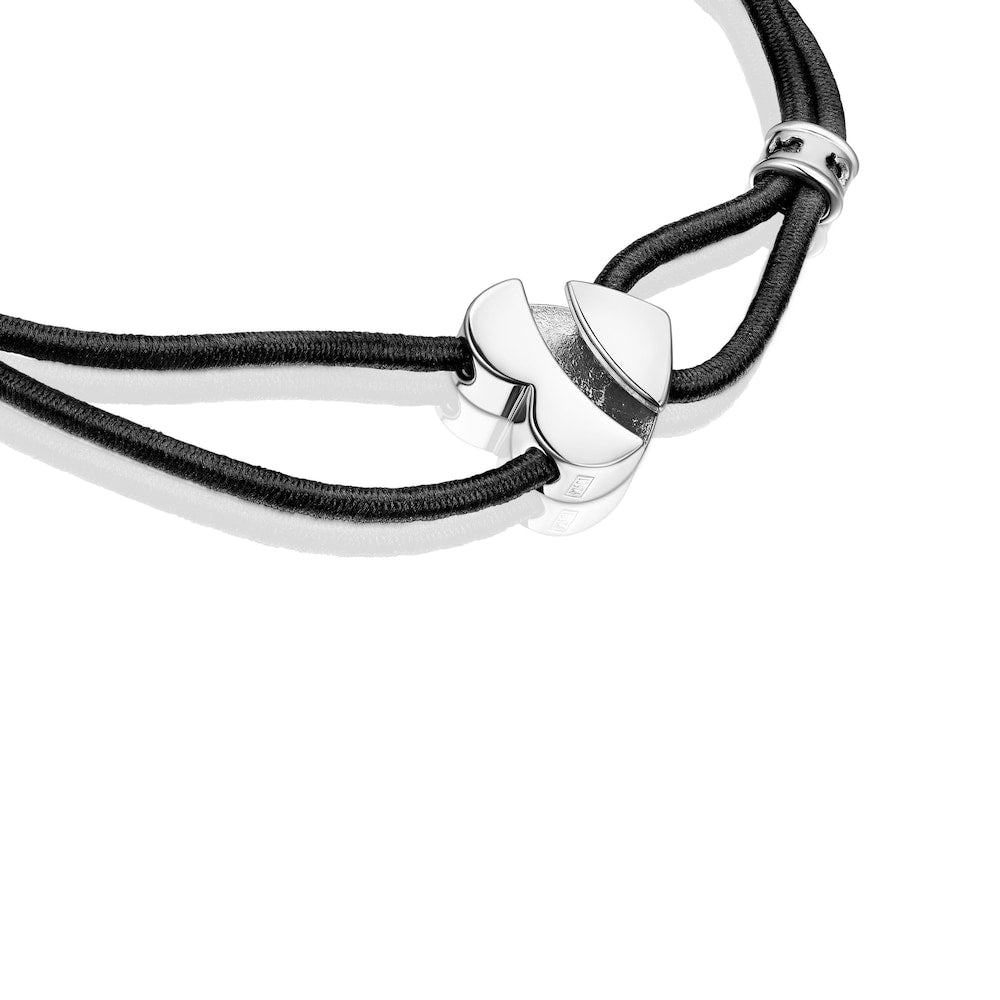 Black elastic Sweet Dolls Bracelet with silver heart |