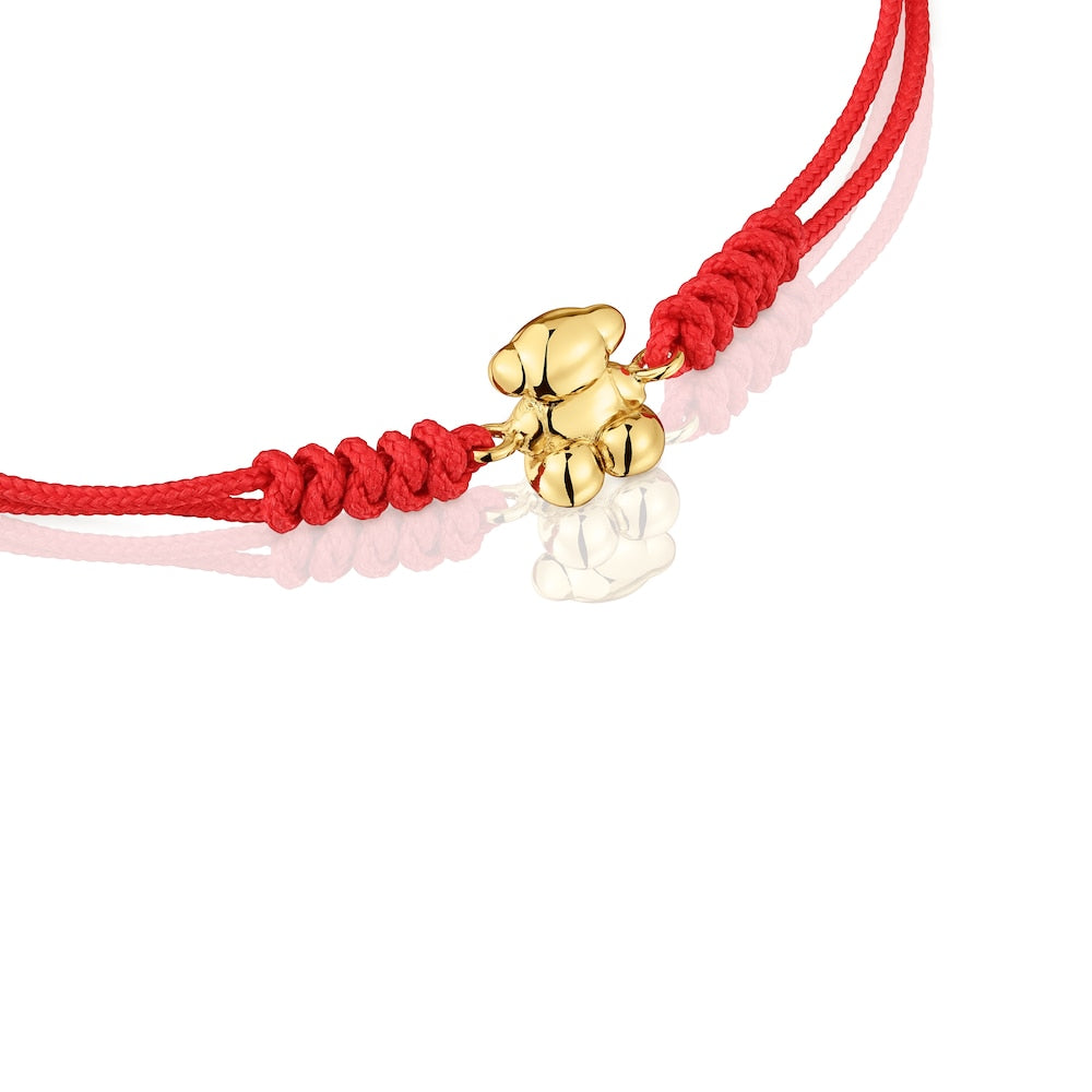 Red nylon and gold bear Bracelet Bold Bear |