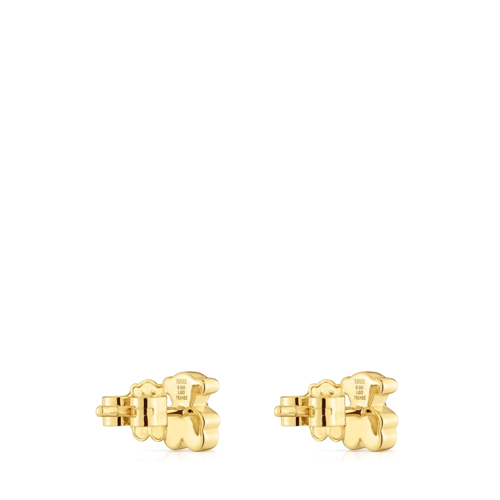 6 mm gold Bear earrings with lab-grown Lili