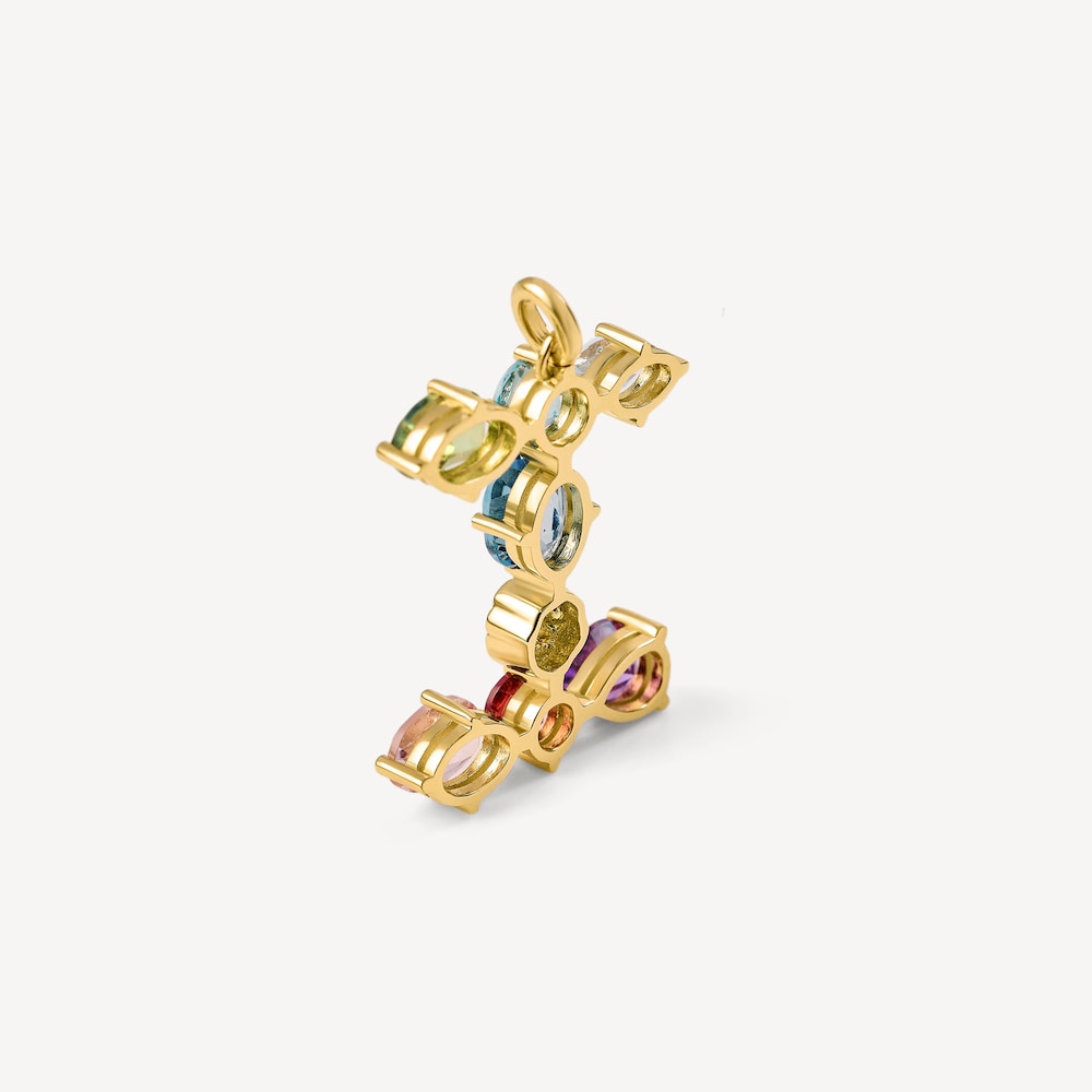 Letter I Pendant with gemstones ATELIER