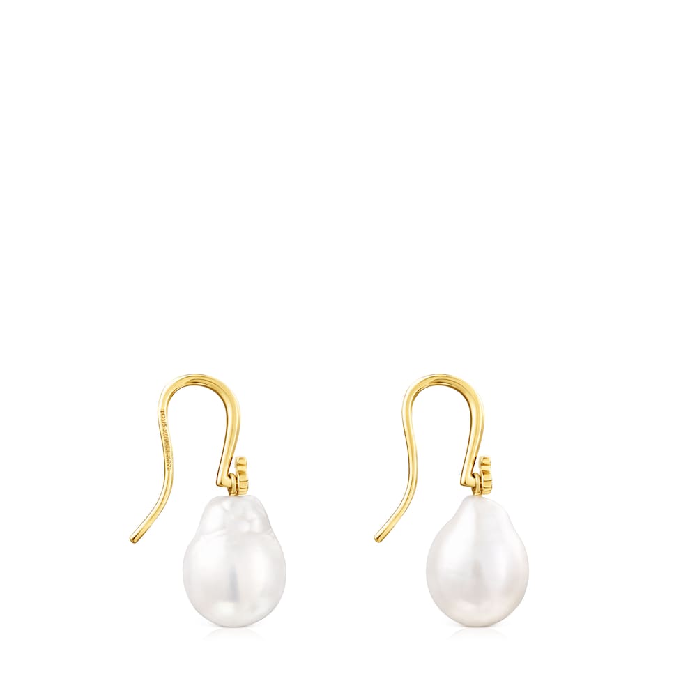 Silver Vermeil Gloss droplet Earrings with Pearl |