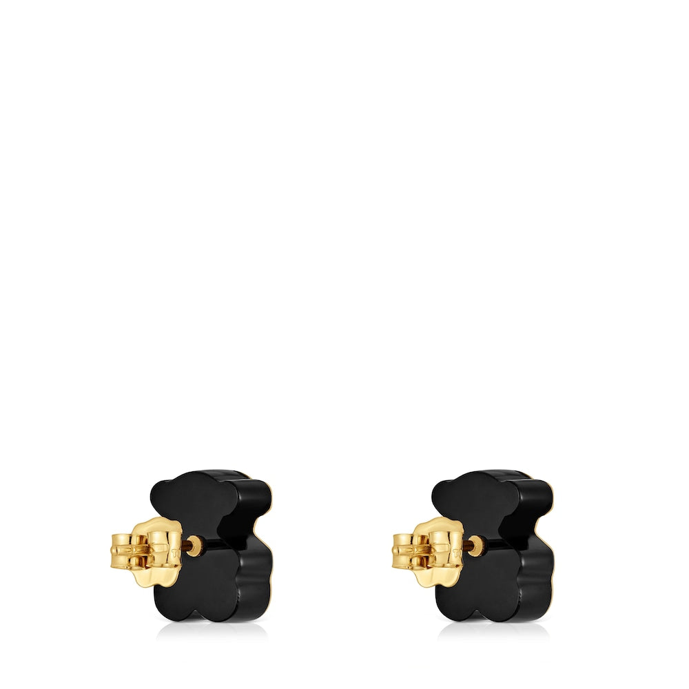 Gold bear Earrings with onyx 1950 |